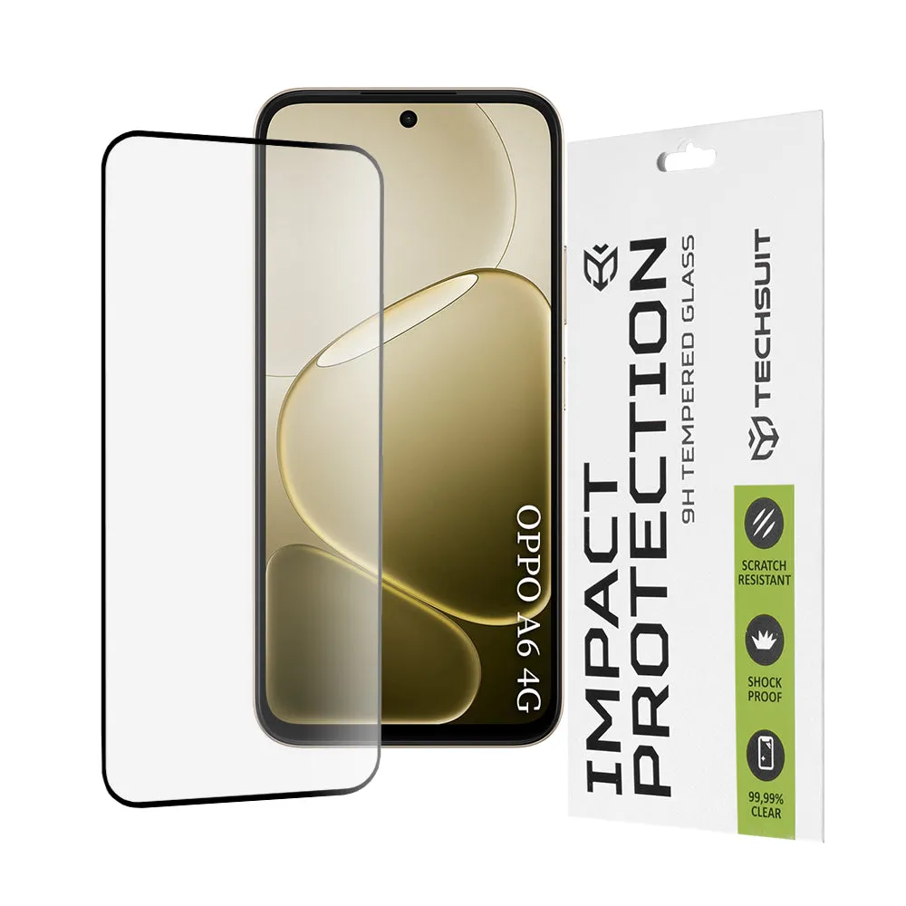 Pellicola protettiva schermo Techsuit per Oppo A6 4G, Vetro Temperato, Full Glue, 111D, Nera - immagine 1