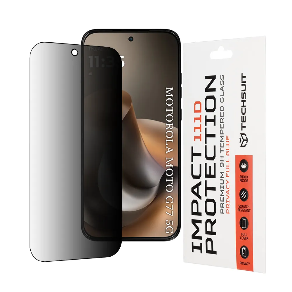 Pellicola protettiva Privacy Techsuit per Motorola Moto G77 / G67, Vetro Temperato, Full Glue, 111D - immagine 1