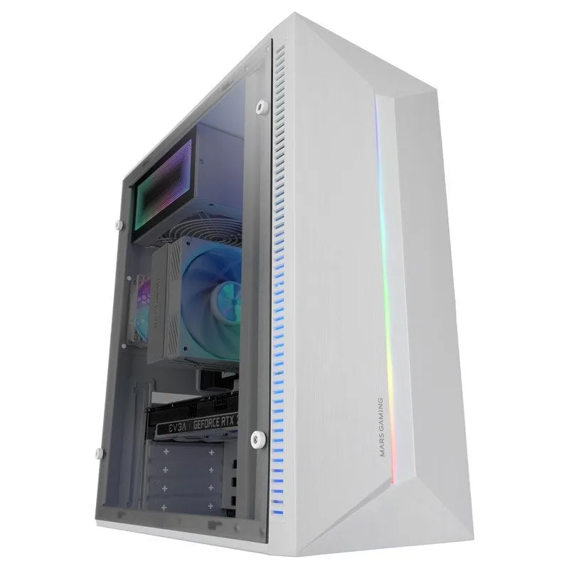 Mars Gaming Mc-blaze ATX PC Case 80mm Ventola Frgb Striscia LED RGB anteriore Bianco - immagine 1