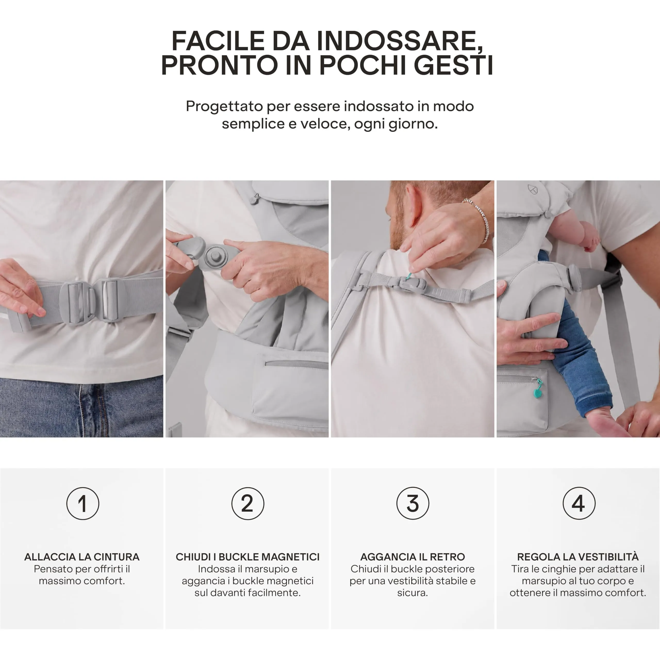 Koala Babycare Marsupio Neonato 0-36 Mesi Ergonomico da 3.2 a 20 kg - Marsupio Bambino con Seduta Evolutiva Regolabile in 3 Misure - Baby Carrier Cuore a Cuore, Fronte Mondo e Schiena - immagine 8