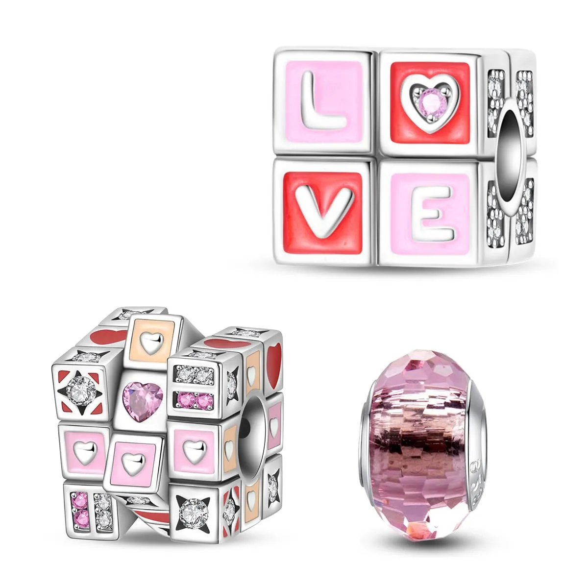 HappyStar charm argento 925,bead charm da donna, ciondolo combinato, I migliori regali per Sorelle e coppie, (perline distanziatrici incluse) - immagine 1