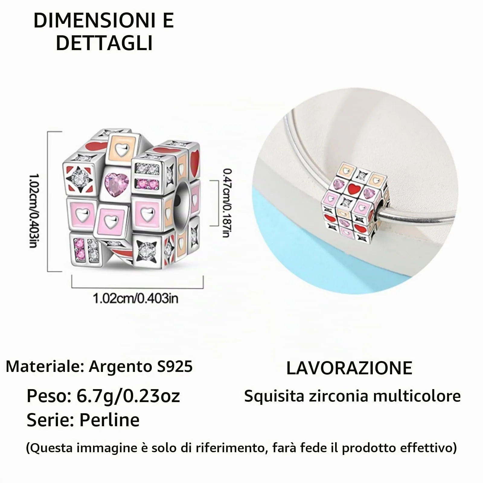 HappyStar charm argento 925,bead charm da donna, ciondolo combinato, I migliori regali per Sorelle e coppie, (perline distanziatrici incluse) - immagine 3