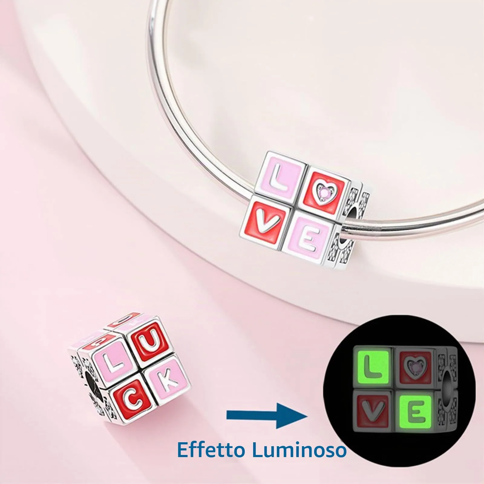 HappyStar charm argento 925,bead charm da donna, ciondolo combinato, I migliori regali per Sorelle e coppie, (perline distanziatrici incluse) - immagine 4