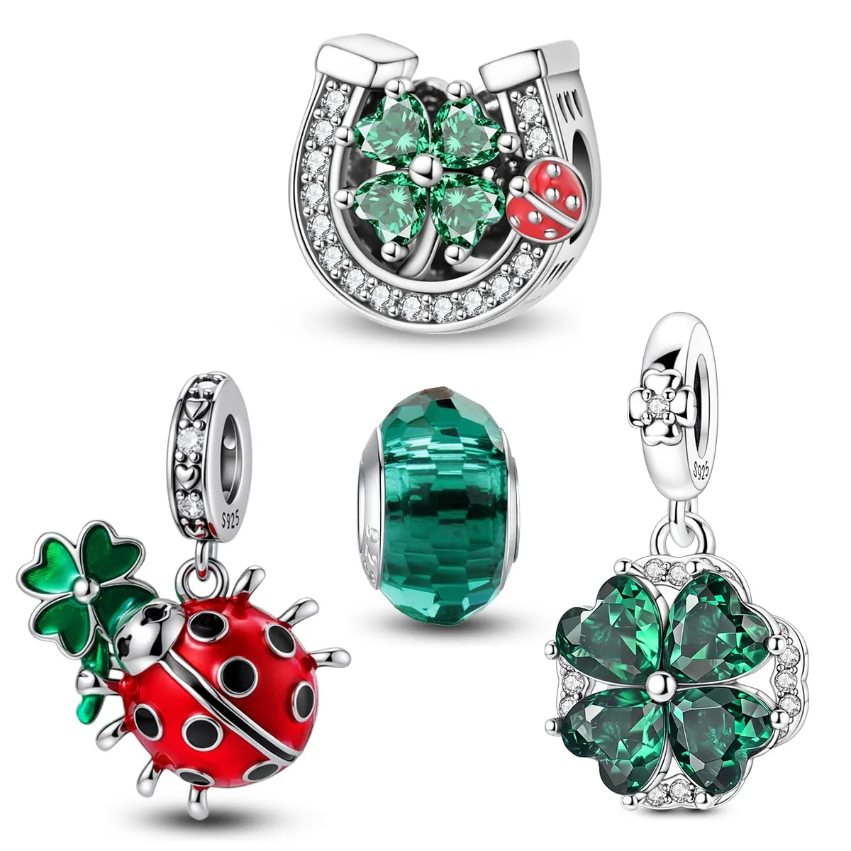 HappyStar charm argento 925,bead charm da donna, ciondolo combinato, I migliori regali per Sorelle e coppie, (perline distanziatrici incluse) - immagine 1