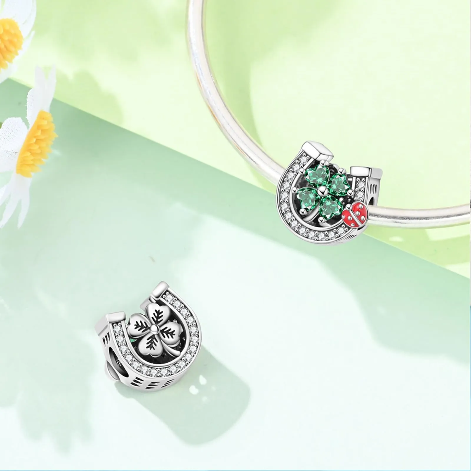 HappyStar charm argento 925,bead charm da donna, ciondolo combinato, I migliori regali per Sorelle e coppie, (perline distanziatrici incluse) - immagine 2
