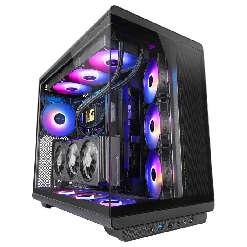 Mars Gaming Mc-rev ATX PC Case con doppio vetro temperato e 3 ventole Argb invertite, 12 cm, nero - immagine 1