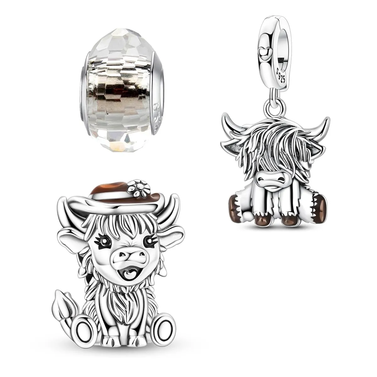 HappyStar charm argento 925,bead charm da donna, ciondolo combinato, I migliori regali per Sorelle e coppie, (perline distanziatrici incluse) - immagine 1