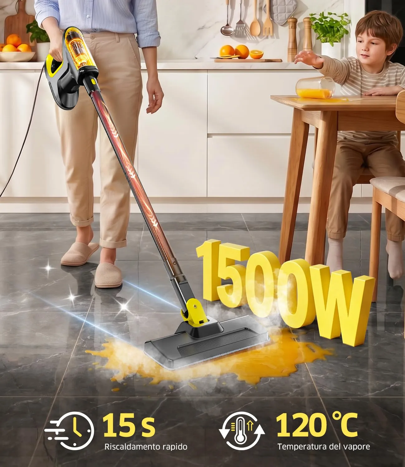 PEXCHO Scopa a Vapore Multifunzione 7 in 1, 1500W Riscalda in 15 Secondi - immagine 2