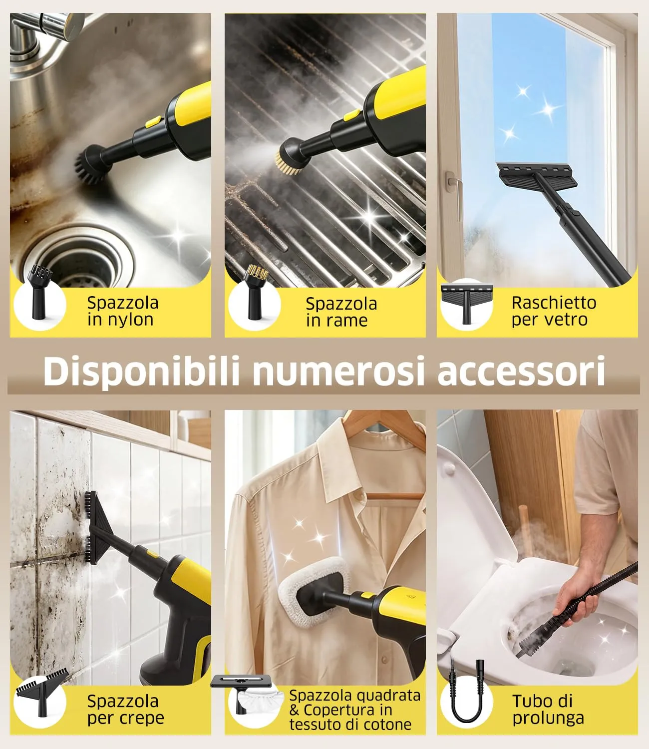 PEXCHO Scopa a Vapore Multifunzione 7 in 1, 1500W Riscalda in 15 Secondi - immagine 3