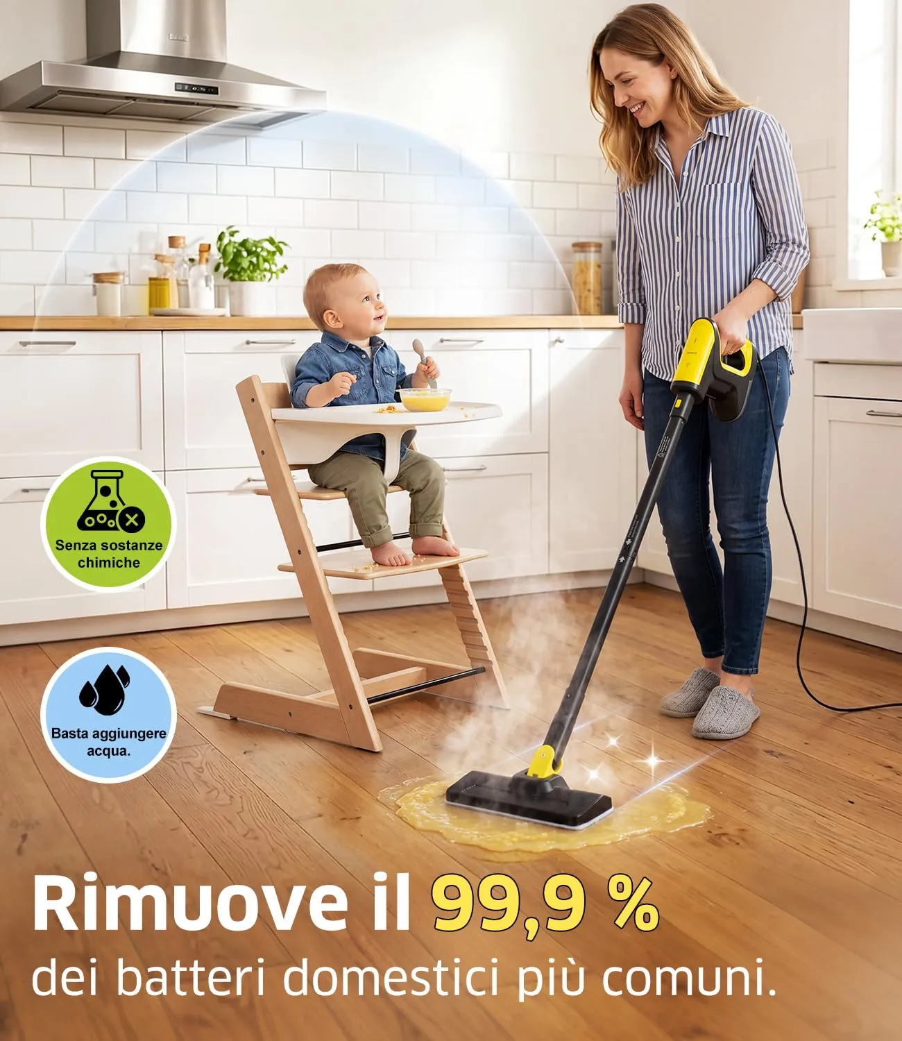 PEXCHO Scopa a Vapore Multifunzione 7 in 1, 1500W Riscalda in 15 Secondi - immagine 4