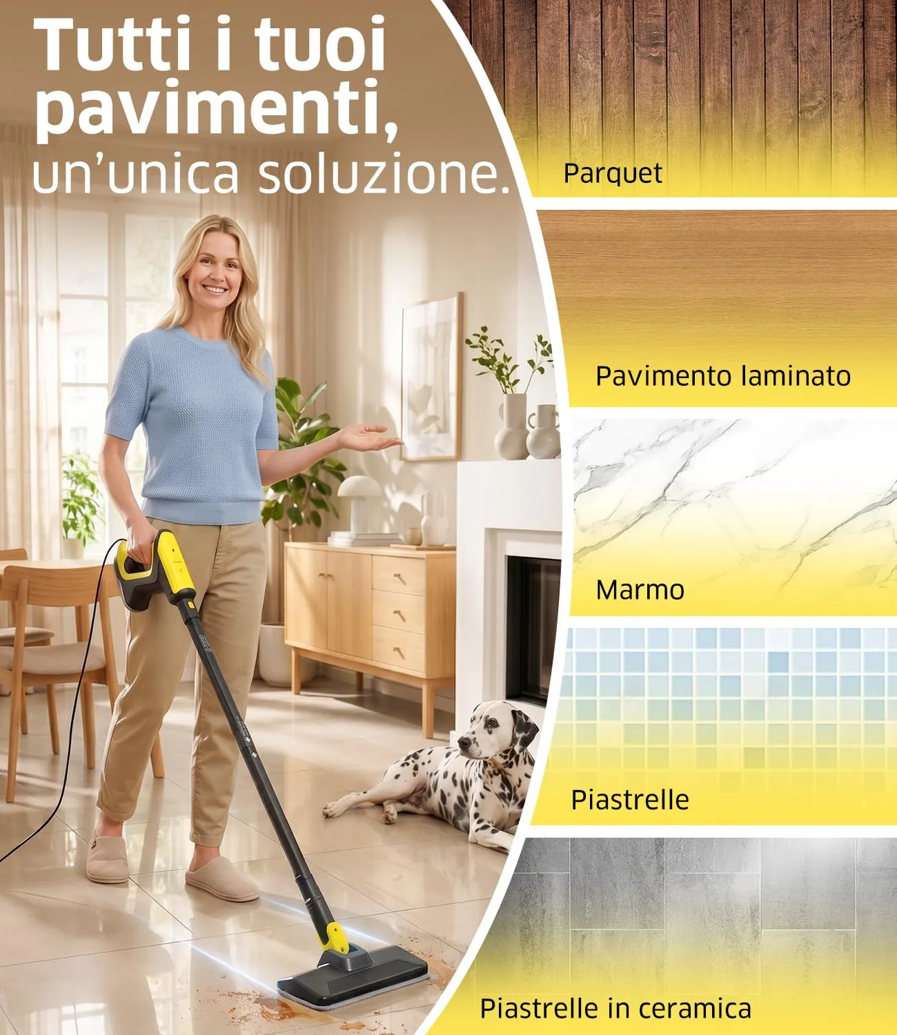 PEXCHO Scopa a Vapore Multifunzione 7 in 1, 1500W Riscalda in 15 Secondi - immagine 5