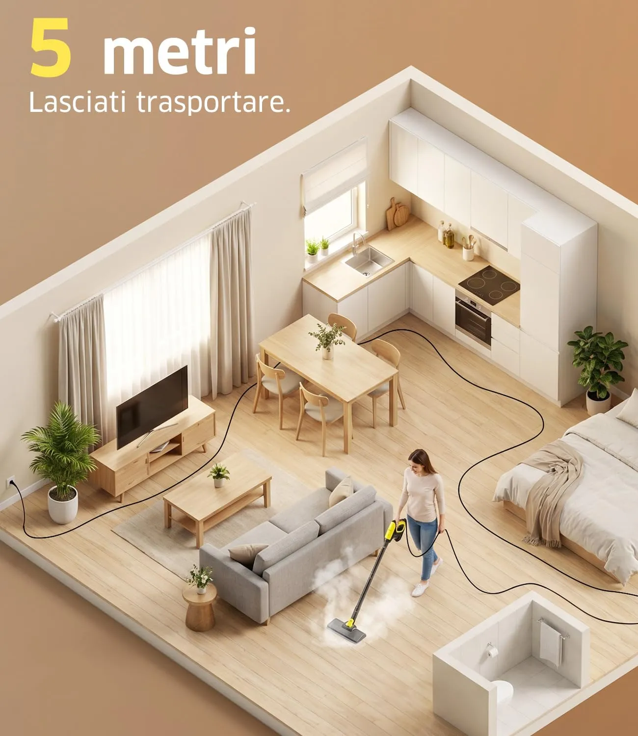 PEXCHO Scopa a Vapore Multifunzione 7 in 1, 1500W Riscalda in 15 Secondi - immagine 7