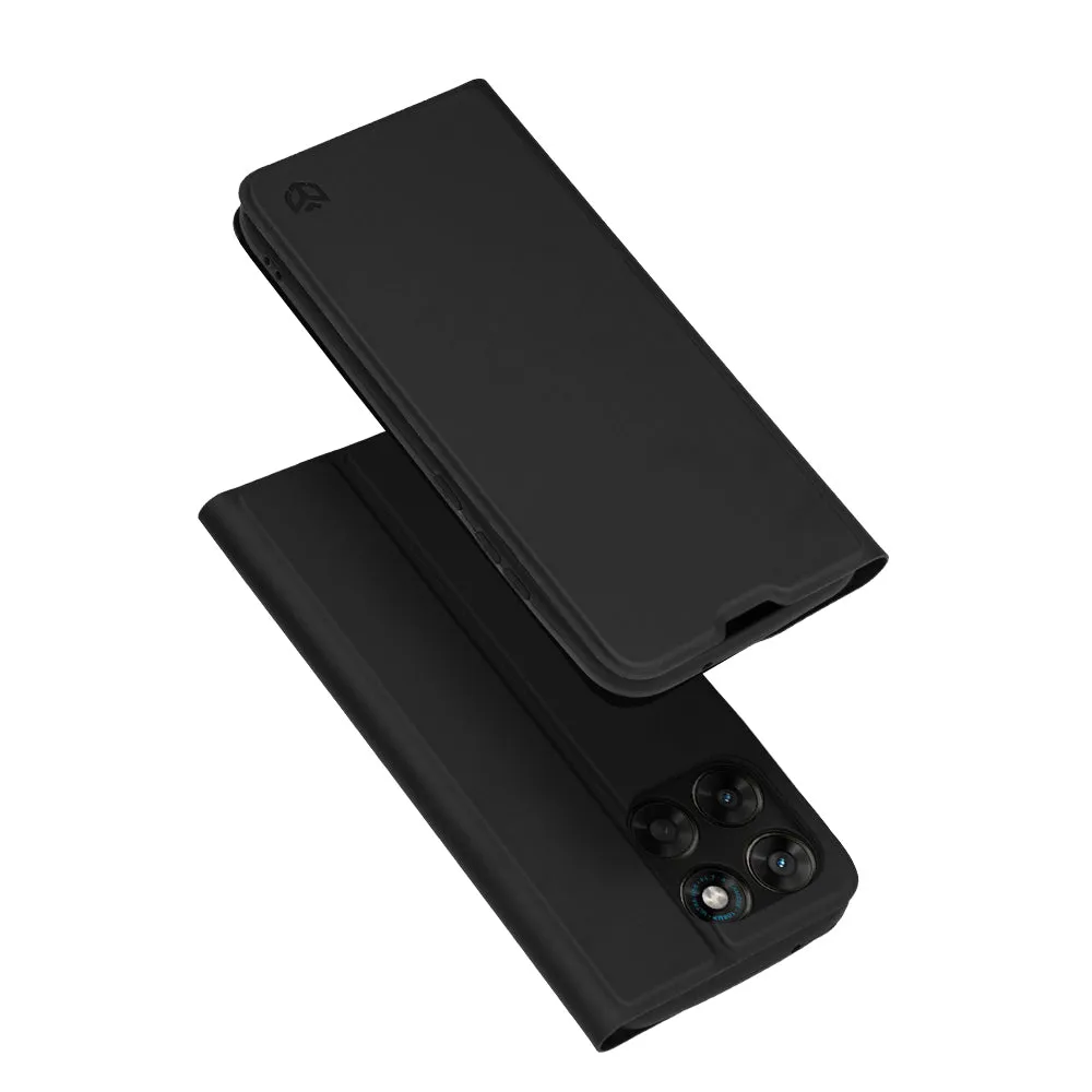 Custodia per Motorola Moto G77 / G67, Techsuit, Magskin Book, Nera - immagine 1