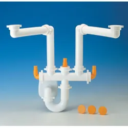 Sifone scarico per lavelli 2 vasche (1"1/2F) SPAZIO 2 Bianco S0285 - immagine 1