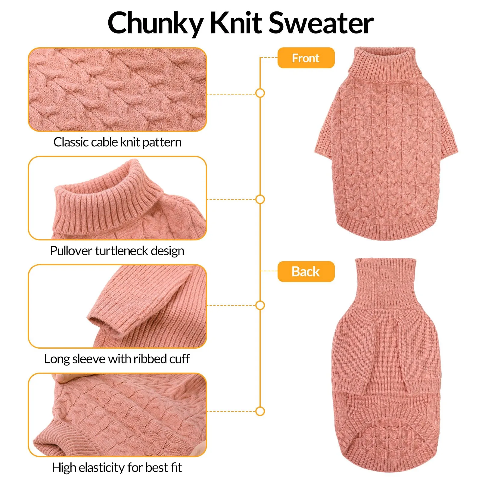 PUZAUKAL Maglioncino Cane Taglia Piccola, Maglione Cane A Maniche, Rosa S - immagine 2
