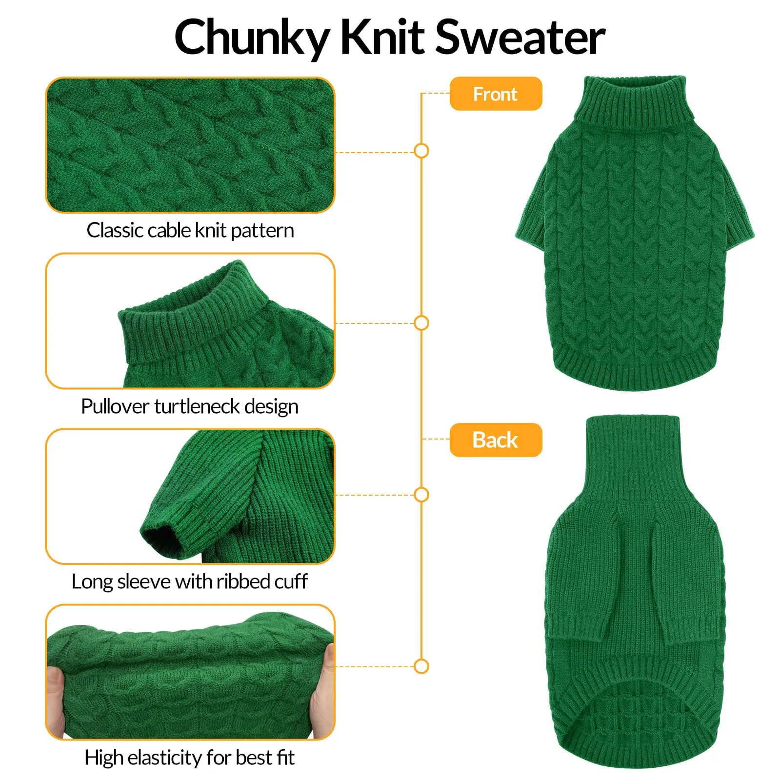 PUZAUKAL Maglioncino Cane Taglia Piccola, Maglione Cane A Maniche, Verde M - immagine 2