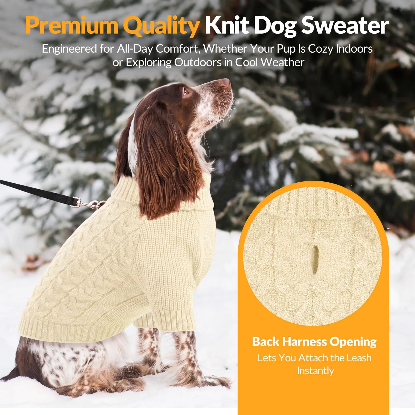 PUZAUKAL Maglioncino Cane Taglia Grande, Maglione Cane A Maniche, Bianco - immagine 5