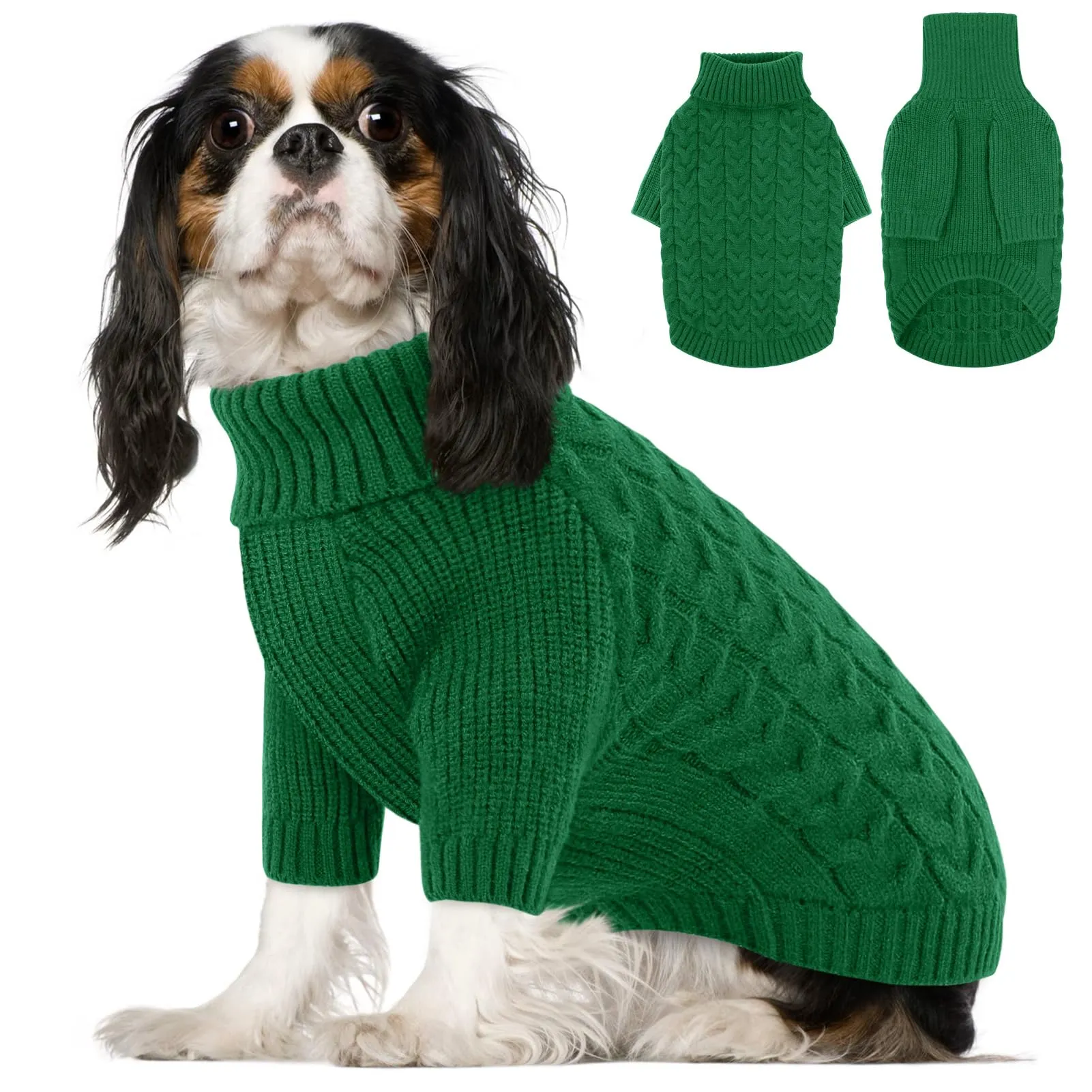 PUZAUKAL Maglioncino Cane Taglia Piccola, Maglione Cane A Maniche, Verde S - immagine 1