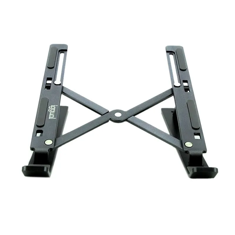 Supporto pieghevole per laptop Iggual in alluminio grigio per laptop fino a 17" - immagine 1