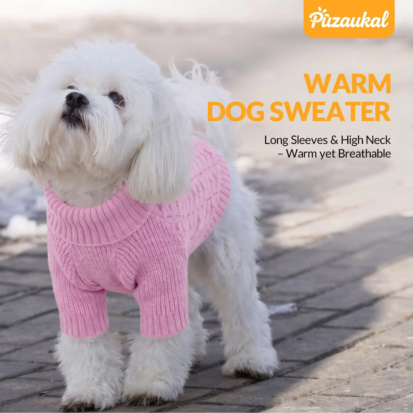 PUZAUKAL Maglioncino Cane Taglia Piccola, Maglione Cane A Maniche, Lilla L - immagine 4
