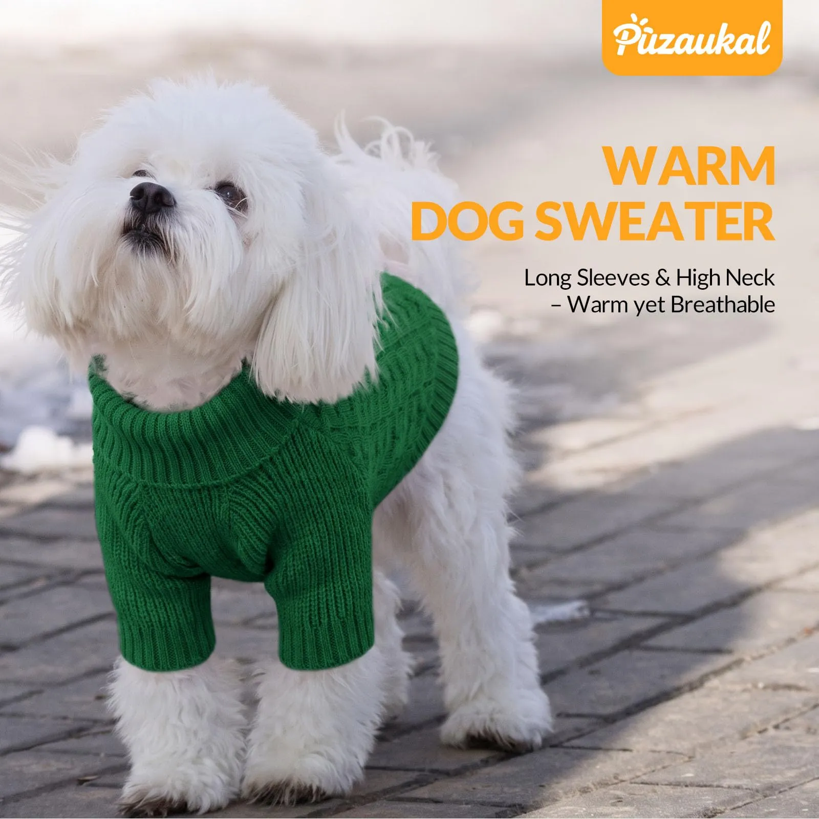 PUZAUKAL Maglioncino Cane Taglia Piccola, Maglione Cane A Maniche, Verde L - immagine 4