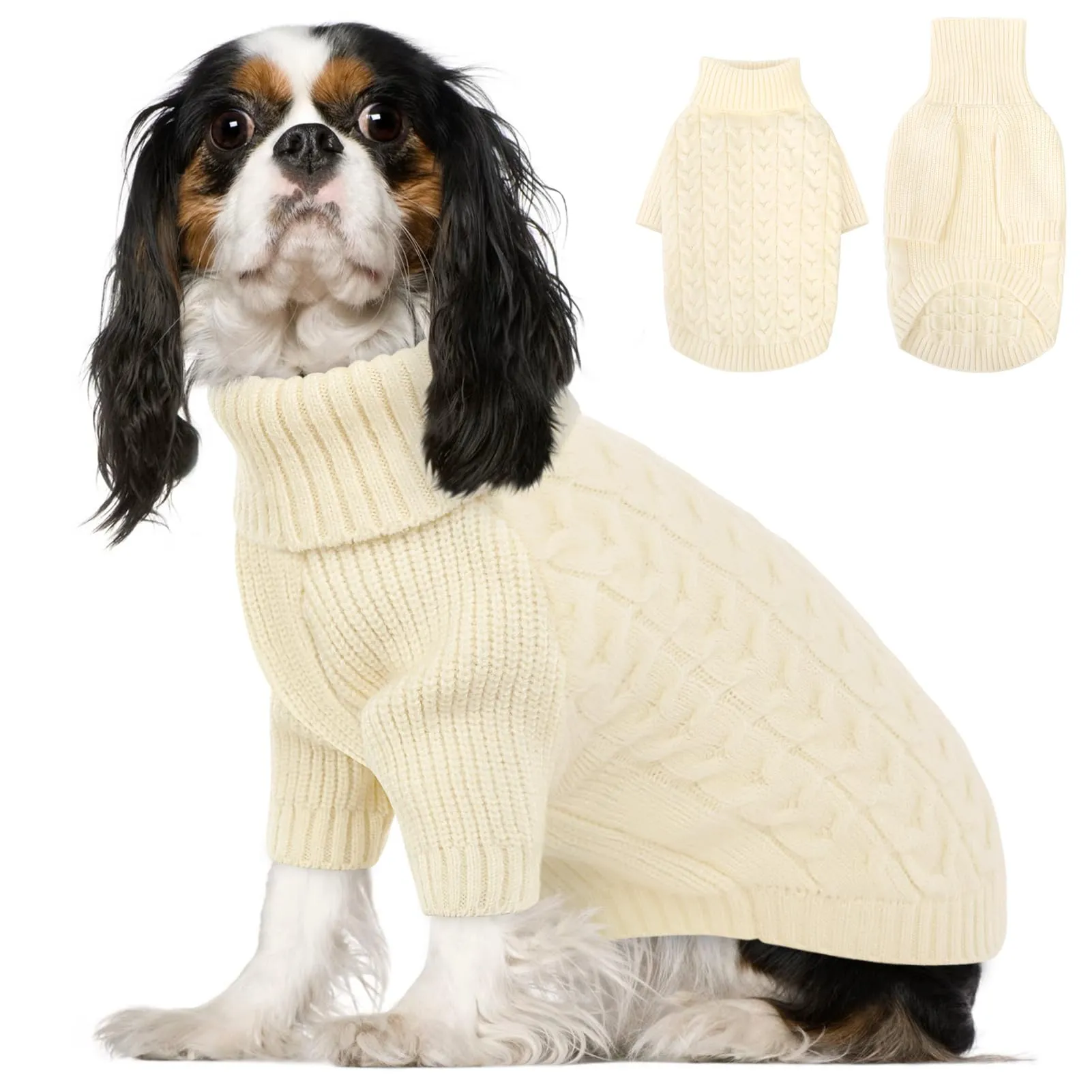 PUZAUKAL Maglioncino Cane Taglia Piccola, Maglione Cane A Maniche, Bianco - immagine 1