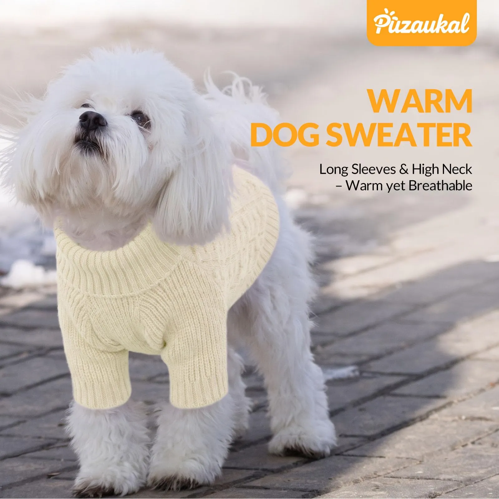 PUZAUKAL Maglioncino Cane Taglia Piccola, Maglione Cane A Maniche, Bianco - immagine 4
