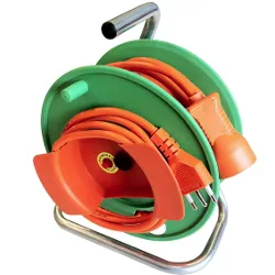 Avvolgicavo elettrico (15m; H05VV-F 3x1,5 mmq) 1P Arancio e Verde PP0705 - immagine 1