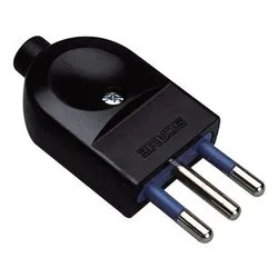 Spina elettrica 2P+T 10A (std italiano) per cavo assiale Nero PP0457 1R - immagine 1