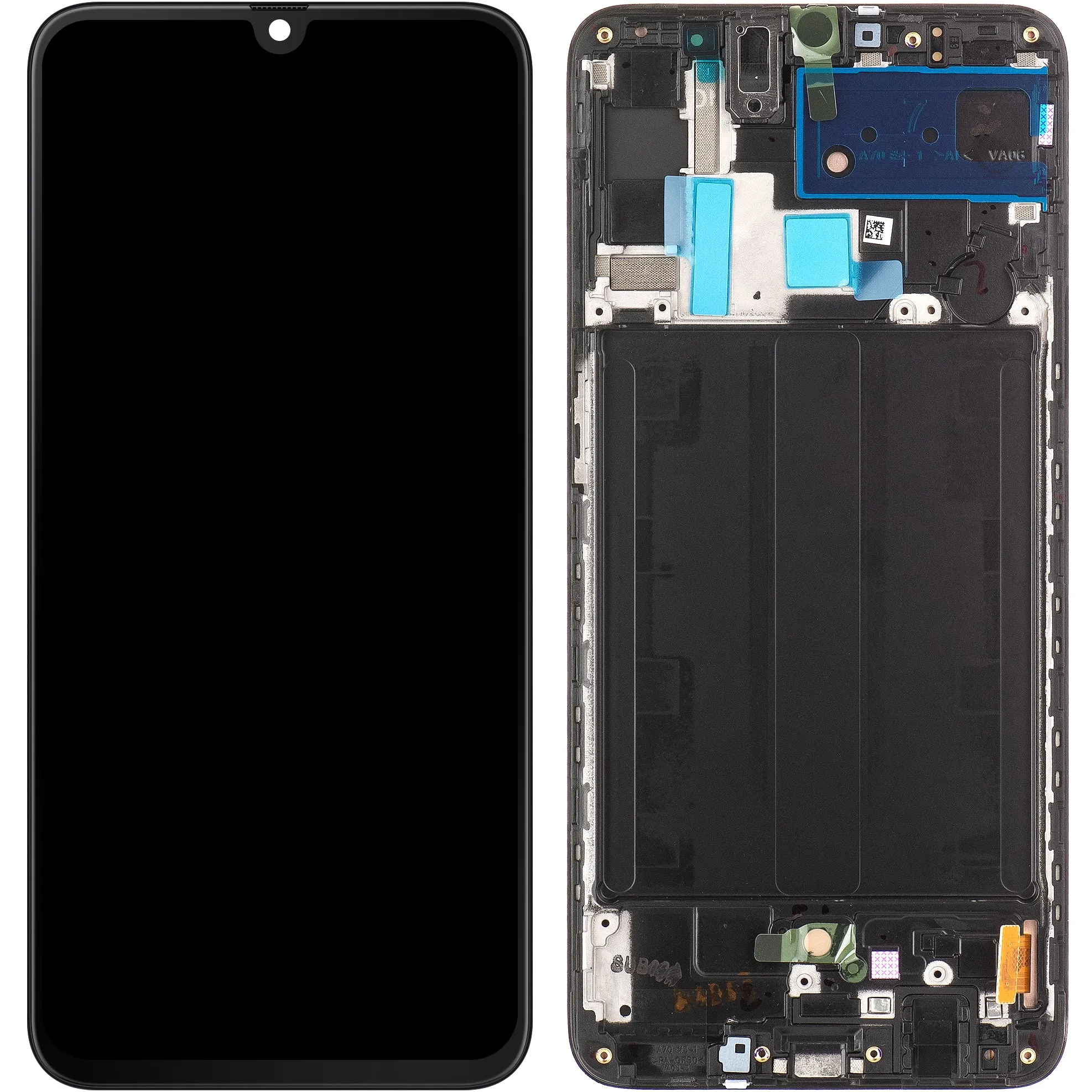 Display con Touchscreen Samsung Galaxy A70 A705, con Cornice, Nero, Service Pack GH82-19747A - immagine 1