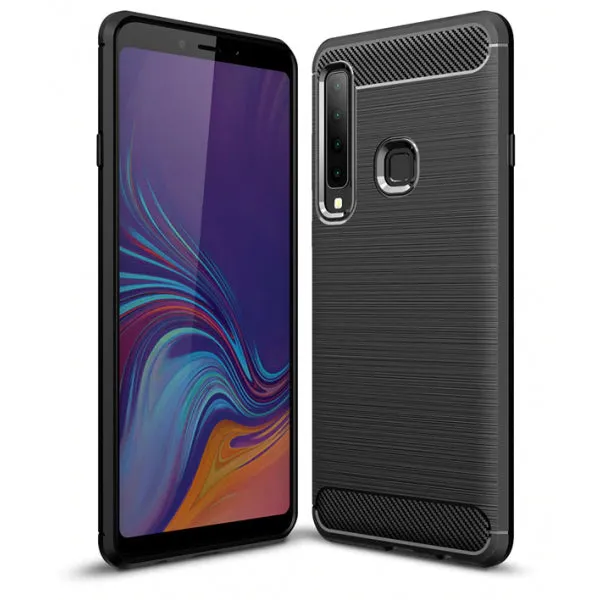 Custodia per Samsung Galaxy A7 (2018) A750, Carbonio, Nera - immagine 1