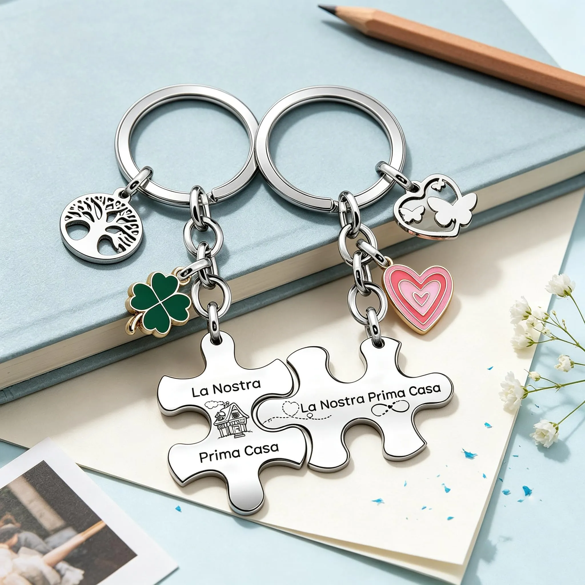 GUOYU Regalo Portachiavi per Coppia,per Proprietario Inaugurazione Dolce Casa Nuova Unisex Portachiavi Ci vediamo a Casa per Coppia Casetta Carina Chiavi regalo di inaugurazione della casa moglie (3) - immagine 4