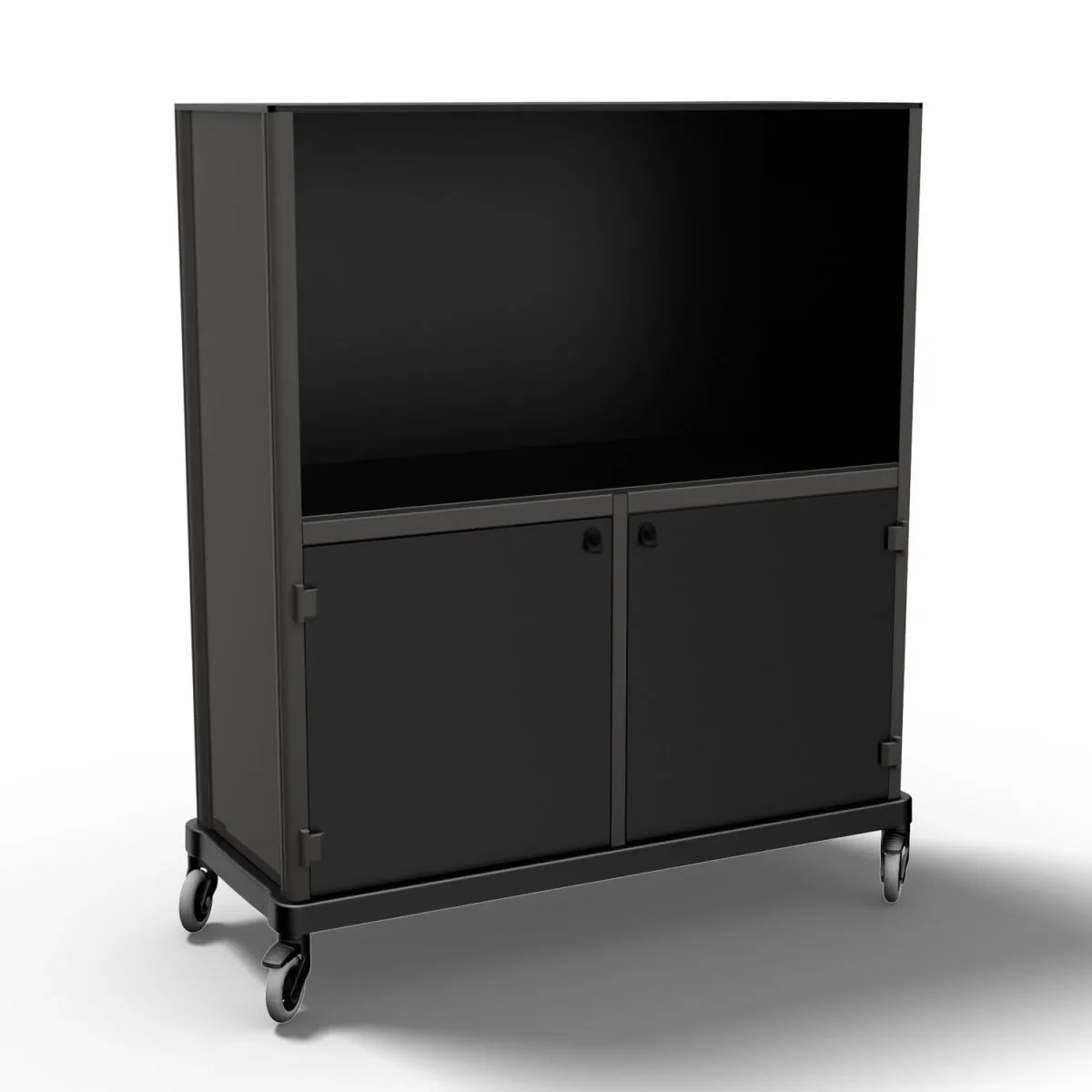 QUATRO Sideboard da esterno con due porte chiudibili; 139x57x182 cm (LxPxH); nero - immagine 1