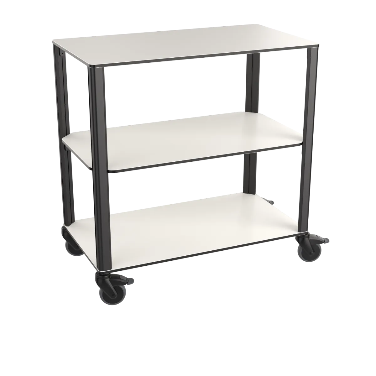 QUATRO Carrello di servizio elegante Legno scuro, 3 ripiani; 90x51x92 cm (LxPxH); bianco - immagine 1