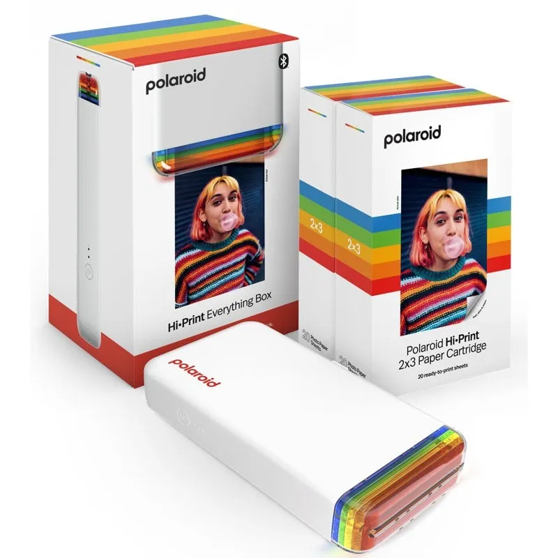 Polaroid Hi-Print Everything Box Pack Stampante Hi-Print 2x3 bianca + 40 fogli adesivi per foto - immagine 1