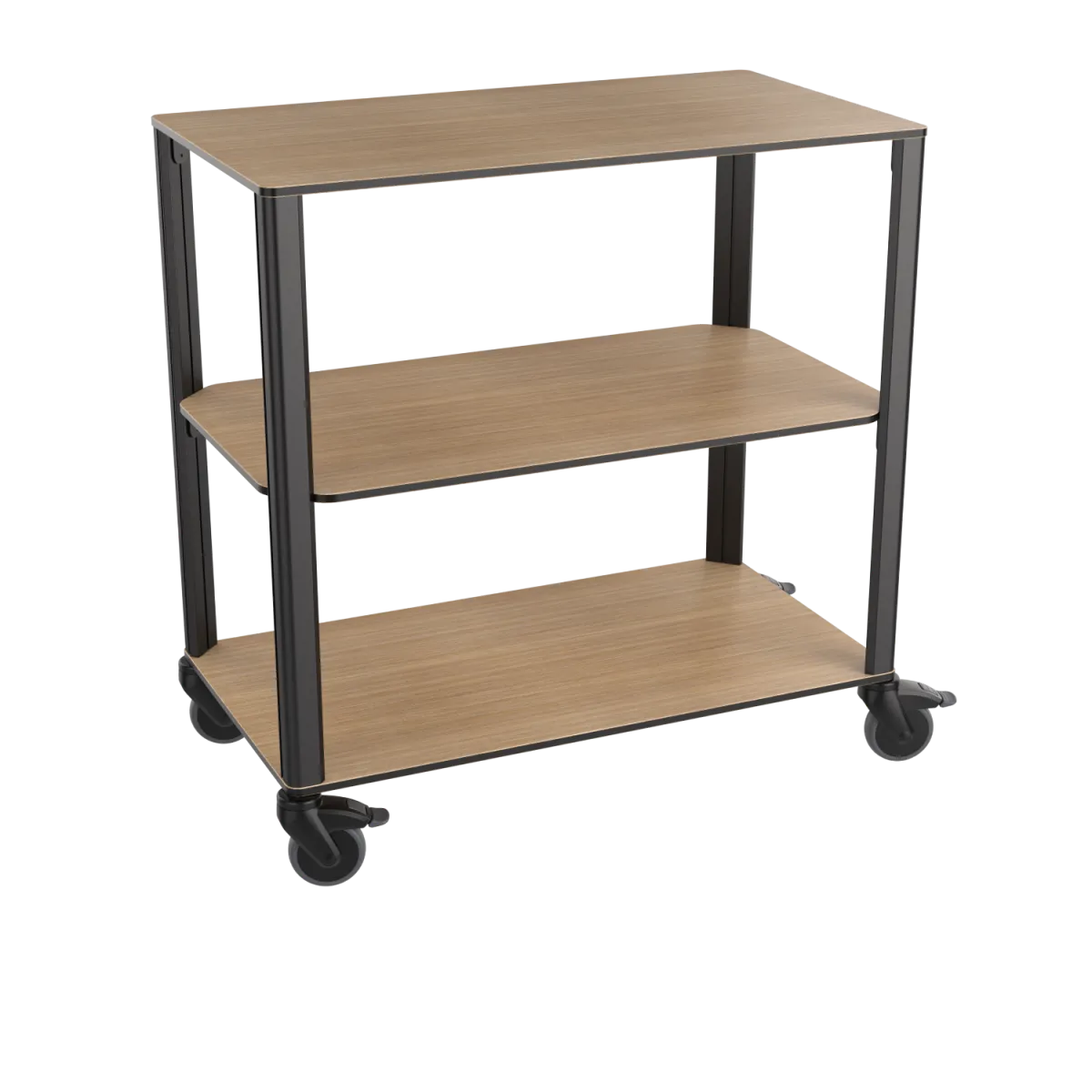 QUATRO Carrello di servizio elegante Legno scuro, 3 ripiani; 90x51x92 cm (LxPxH); quercia/nero - immagine 1