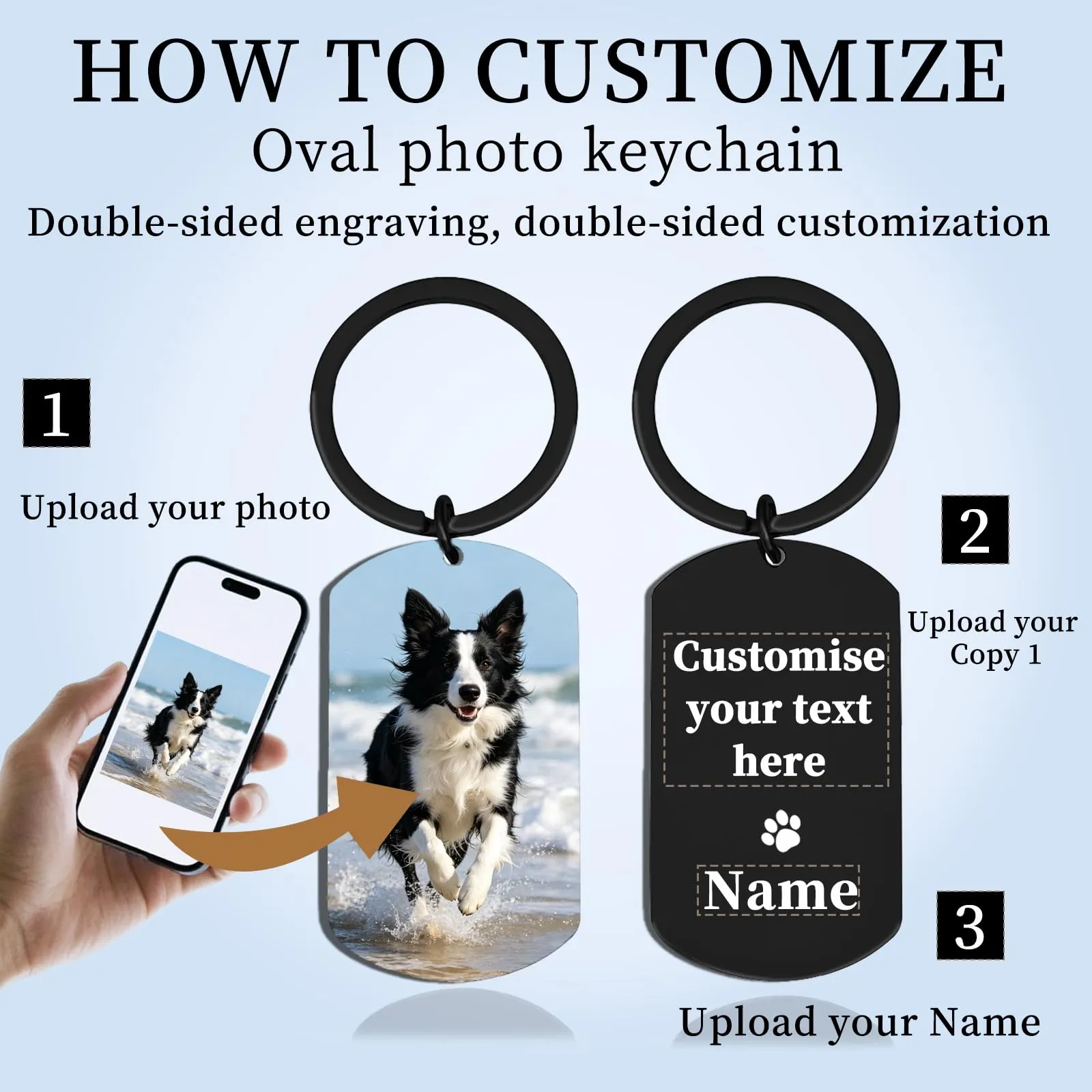 Umitive Portachiavi commemorativo Cane Personalizzato con Foto e Incisione, Portachiavi Doppia Faccia ricordo Animale, Regalo di condoglianze per Cane o Gatto, ricordo Personalizzato - immagine 2