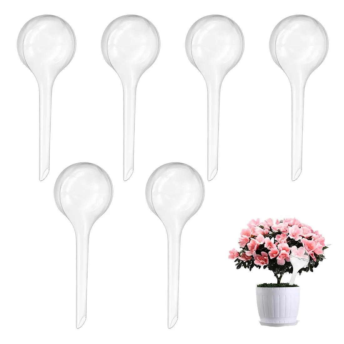 FCPEAG 6Pcs Ampolle per Piante Globi per Irrigazione Automatica Piante in Plastica Trasparente Sfere Trasparenti Irrigaziones a Goccia Sistema Automatico Irrigazione Piantes da Interno ed Esterno - immagine 1