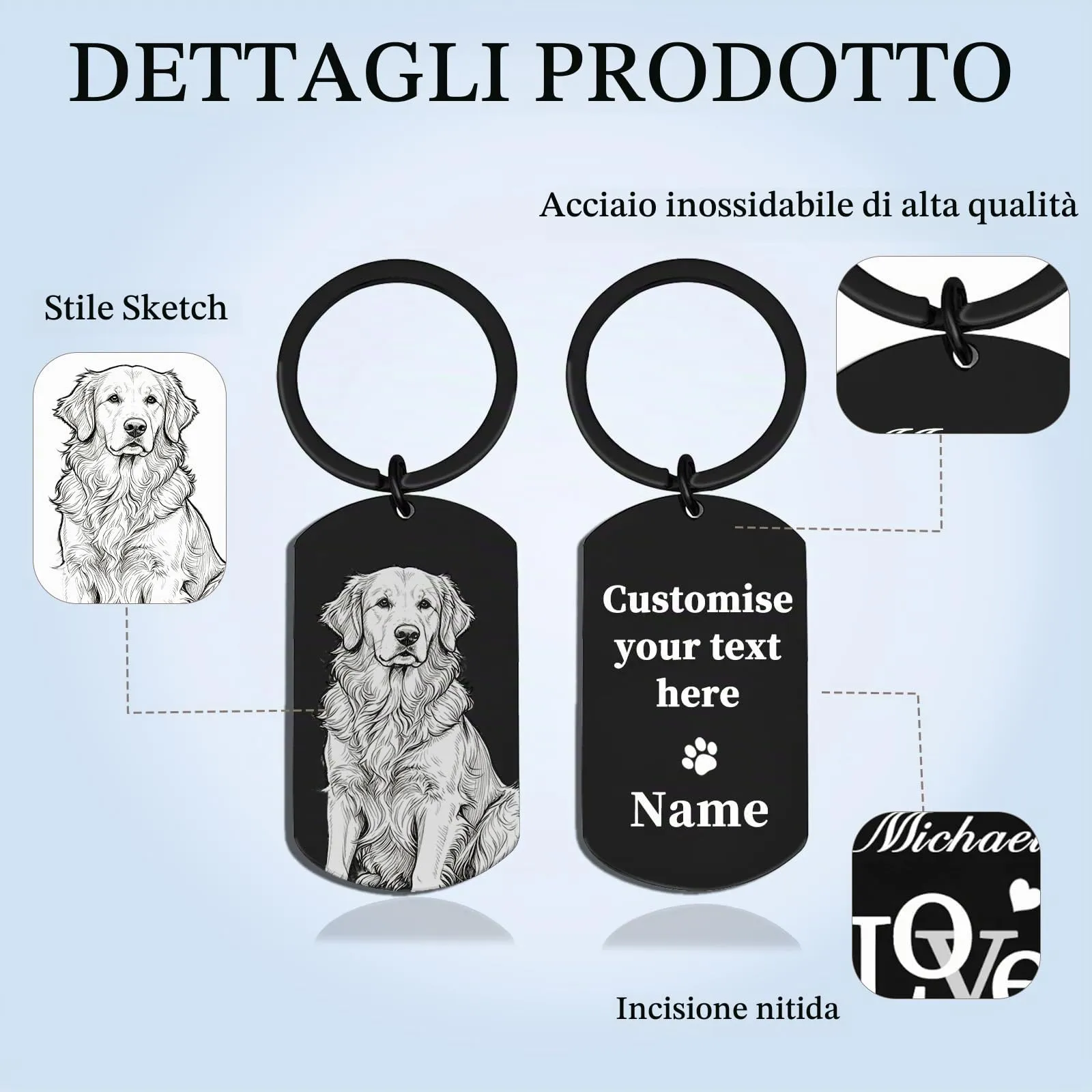 Portachiavi Commemorativo Personalizzato per Animali con Foto, Cane Gatto - immagine 3