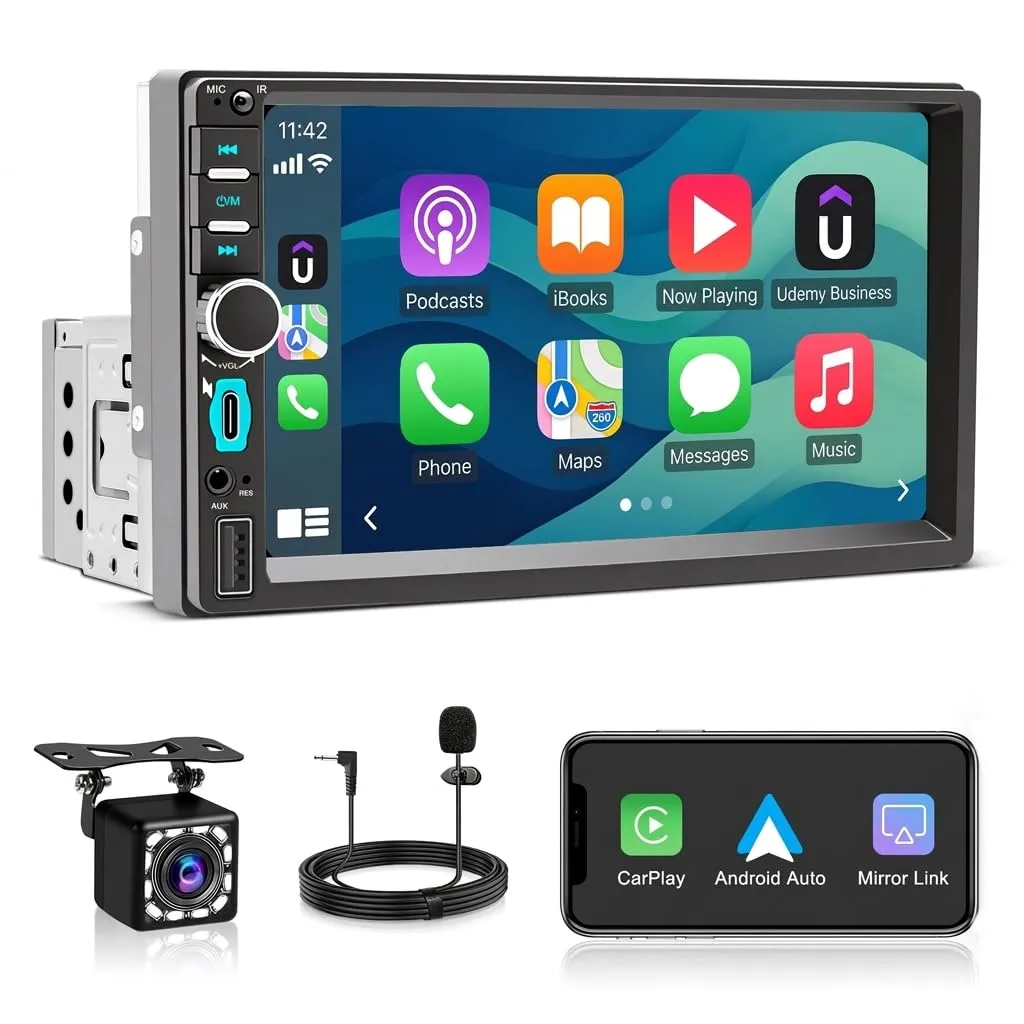WERESOUND Autoradio 1 Din Bluetooth con Wireless CarPlay e Android Auto - immagine 1