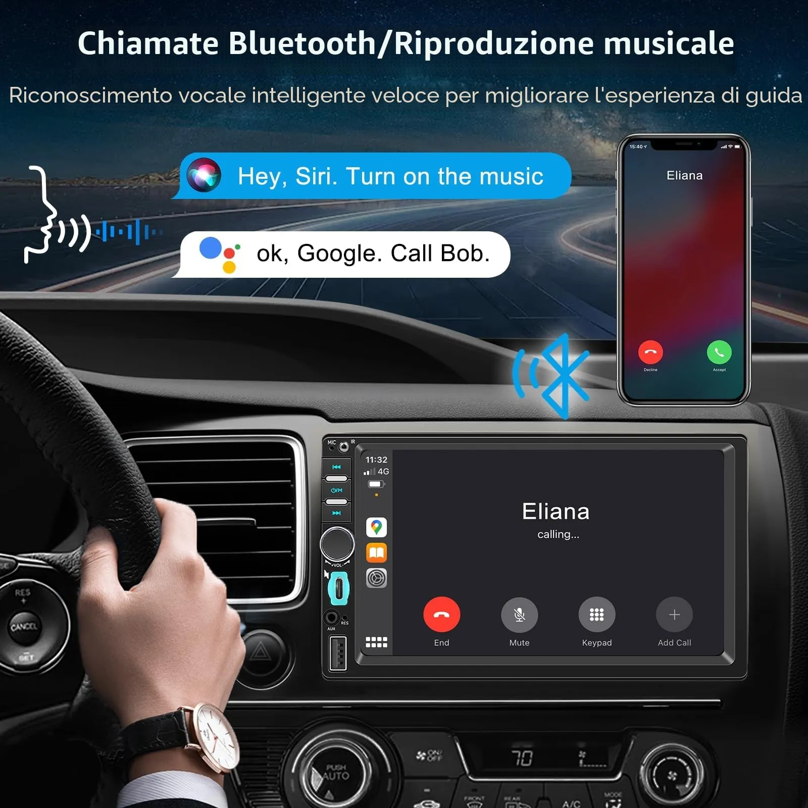 WERESOUND Autoradio 1 Din Bluetooth con Wireless CarPlay e Android Auto - immagine 4