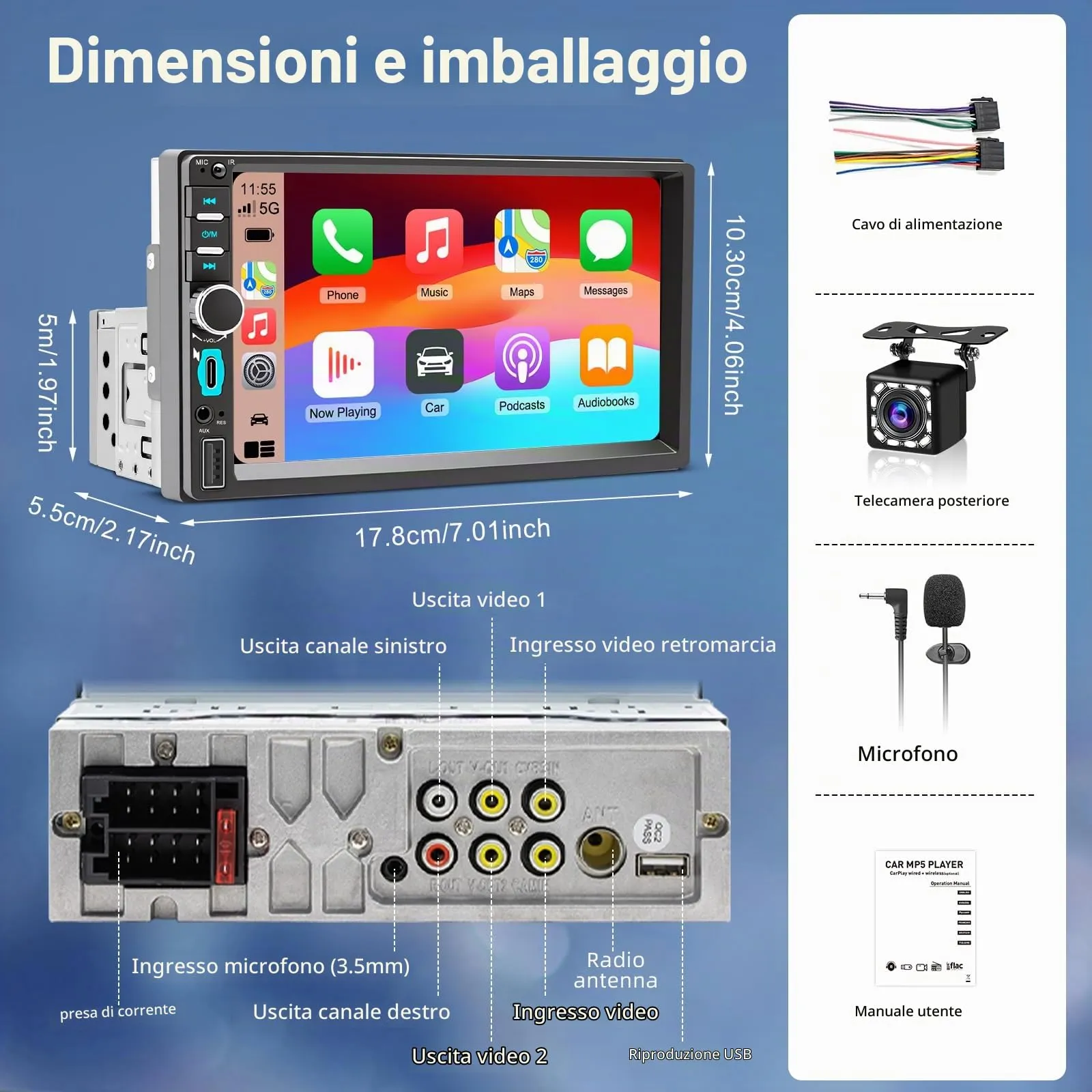 WERESOUND Autoradio 1 Din Bluetooth con Wireless CarPlay e Android Auto - immagine 7