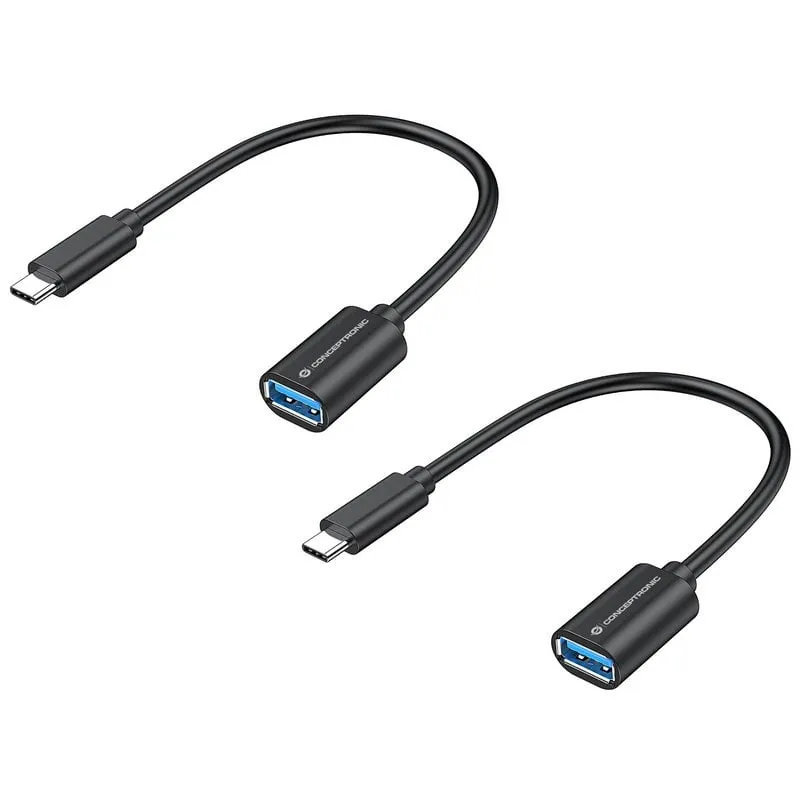 Adattatore OTG USB-C a USB-A 3.2 Gen 1 Conceptronic ABBY11B, 20 cm, nero, confezione da 2 unità - immagine 1