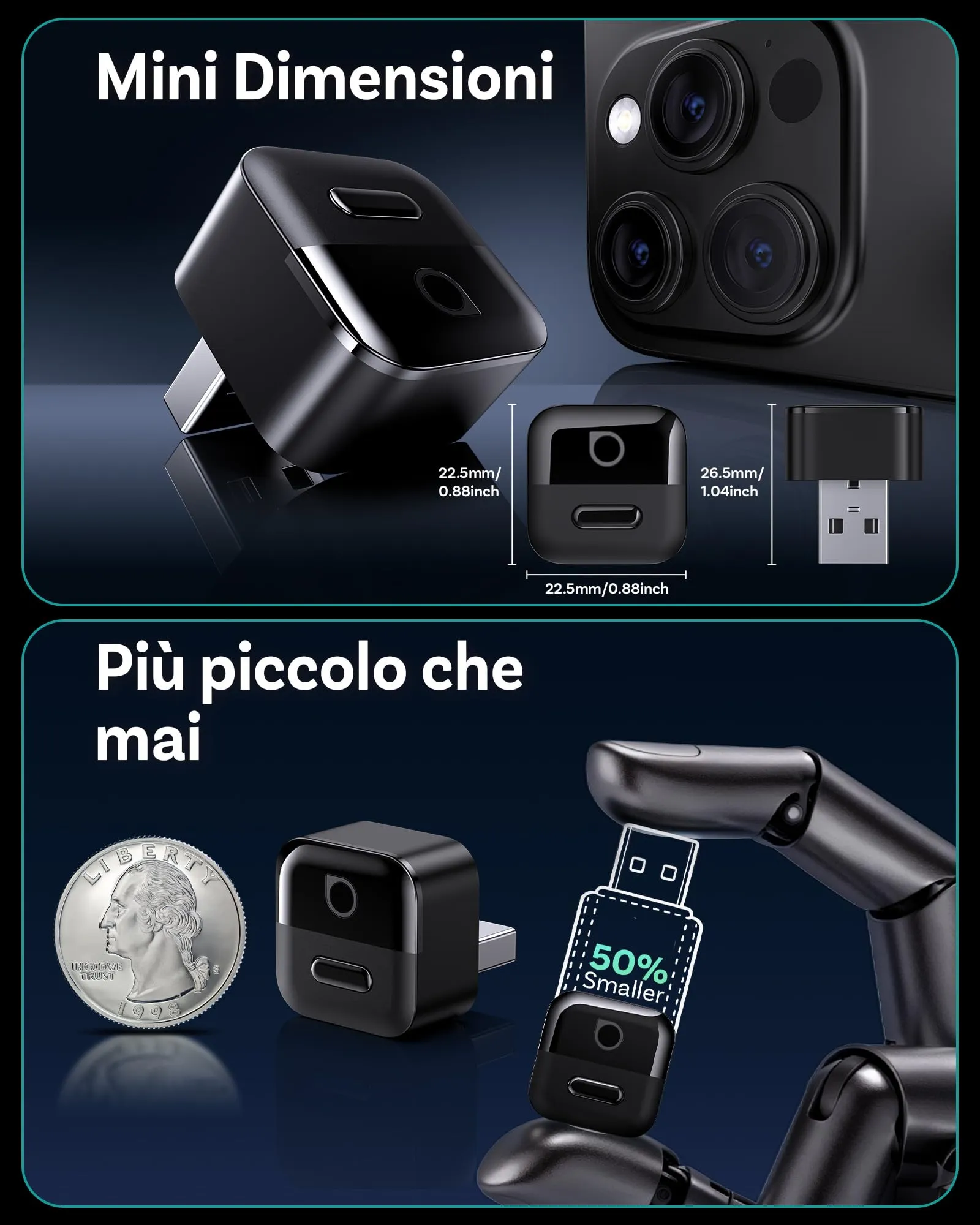 OTTOCAST Mini Pico 2026, Adattatore Wireless CarPlay e Android Auto - immagine 3
