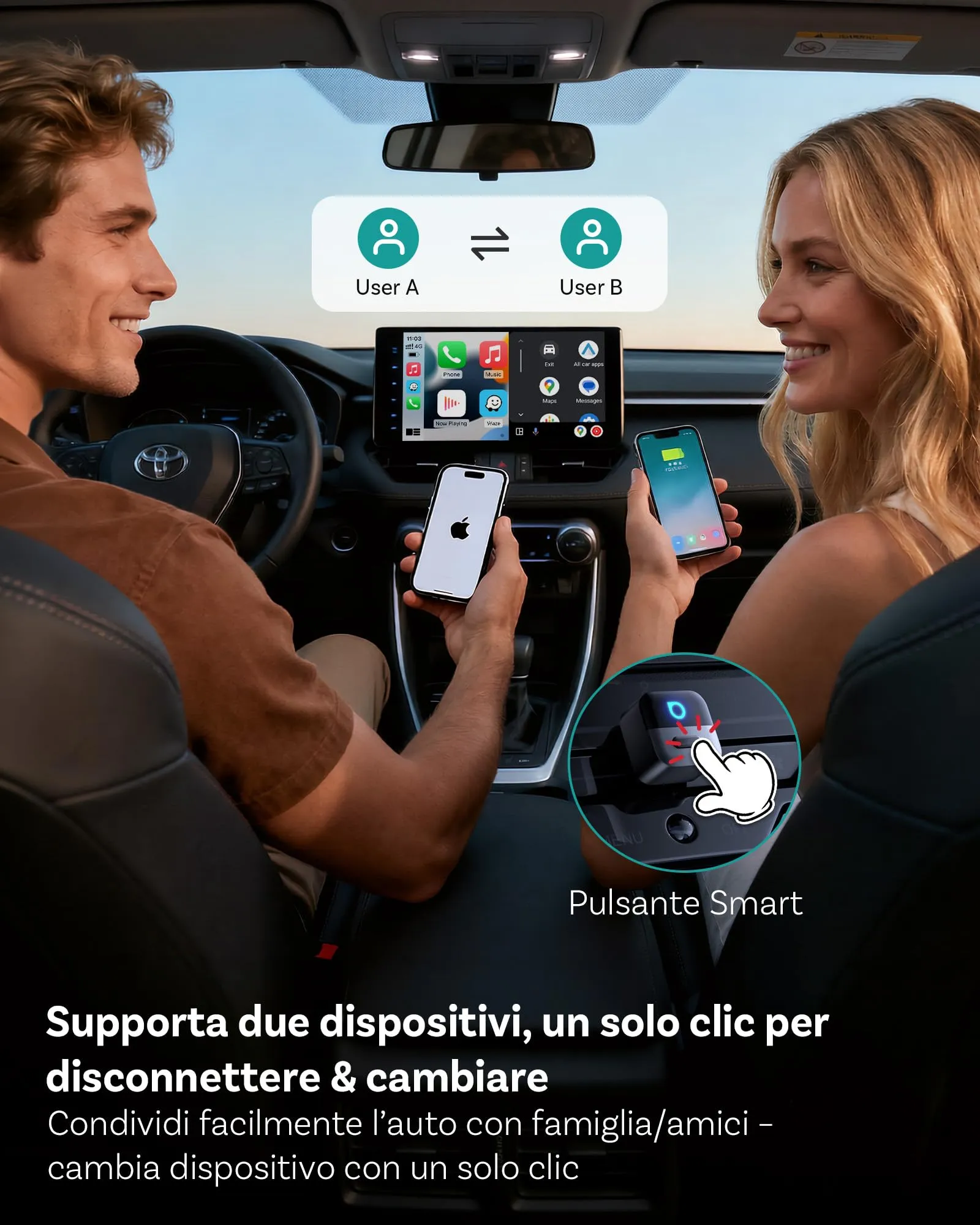 OTTOCAST Mini Pico 2026, Adattatore Wireless CarPlay e Android Auto - immagine 5