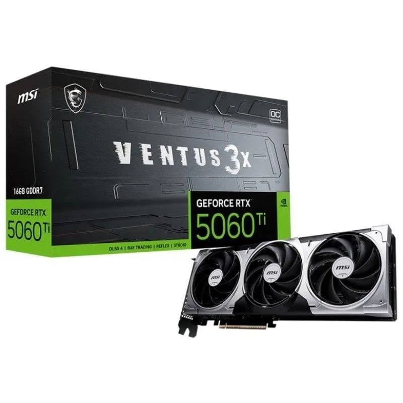 Tarjeta Gráfica MSI GeForce RTX 5060 Ti VENTUS 3X OC 16GB GDDR7 Reflex 2 RTX AI DLSS4 - immagine 1