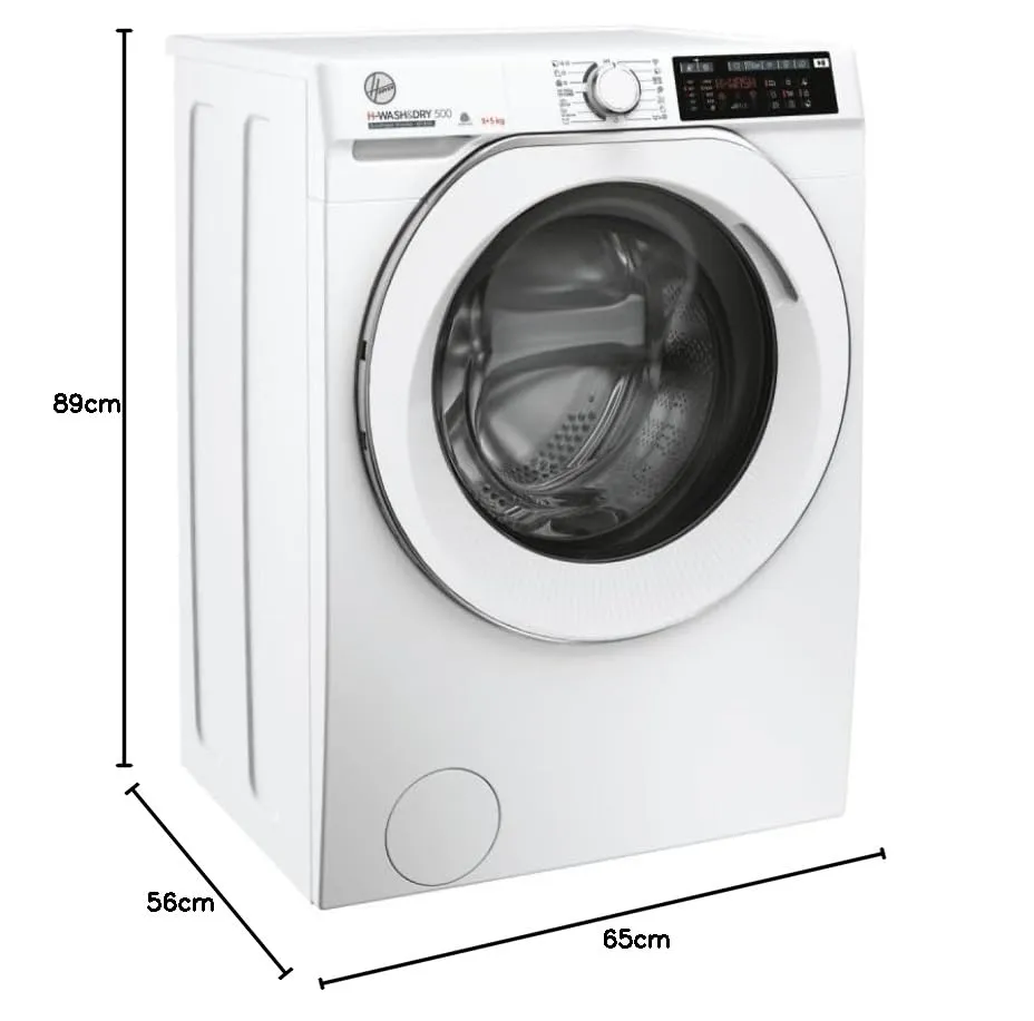 Hoover, H-WASH&DRY 500 HD 495AMC/1-S Lavasciuga Slim 9 + 5 kg, Classe A/D, 1400 RPM, Motore Inverter, 18 Programmi, WiFi, AxLxP 85x60x47 cm [Classe di efficienza energetica A] - immagine 8