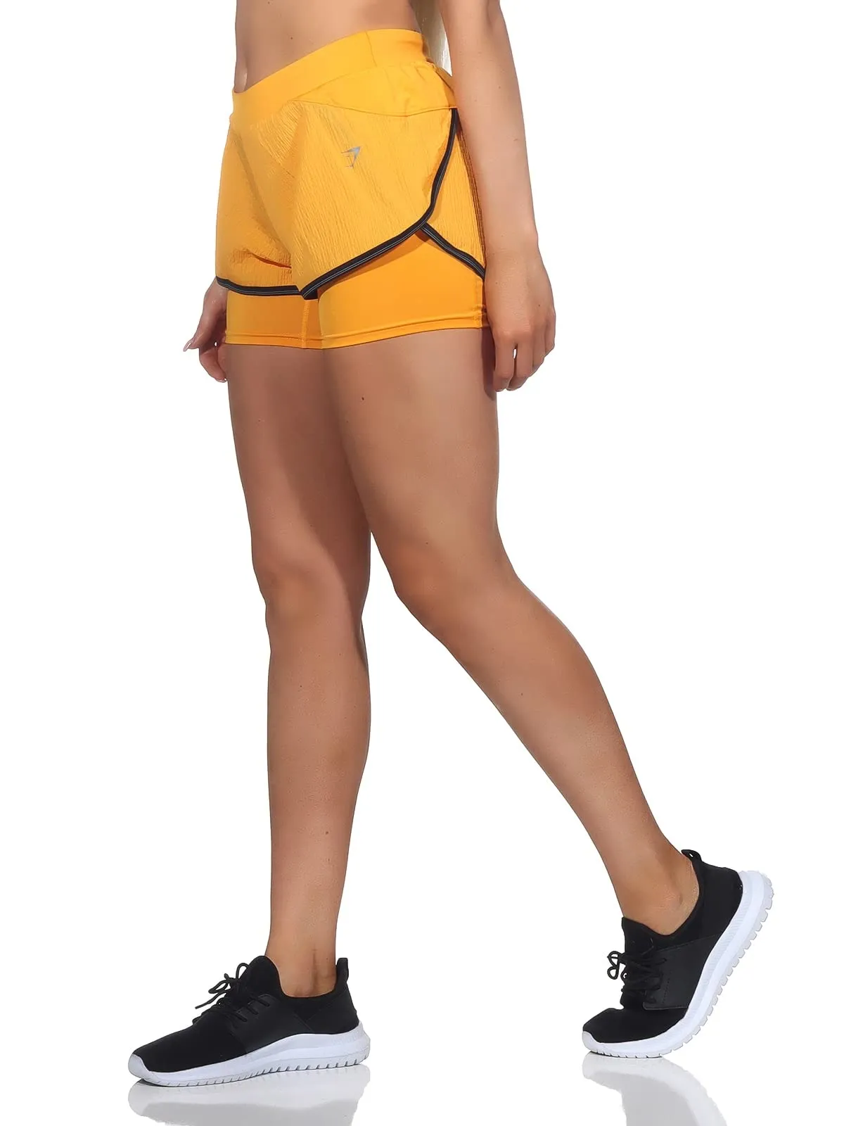 GYMSHARK Pantaloncini da donna Speed 2 in 1, Colore: arancione., XS - immagine 2