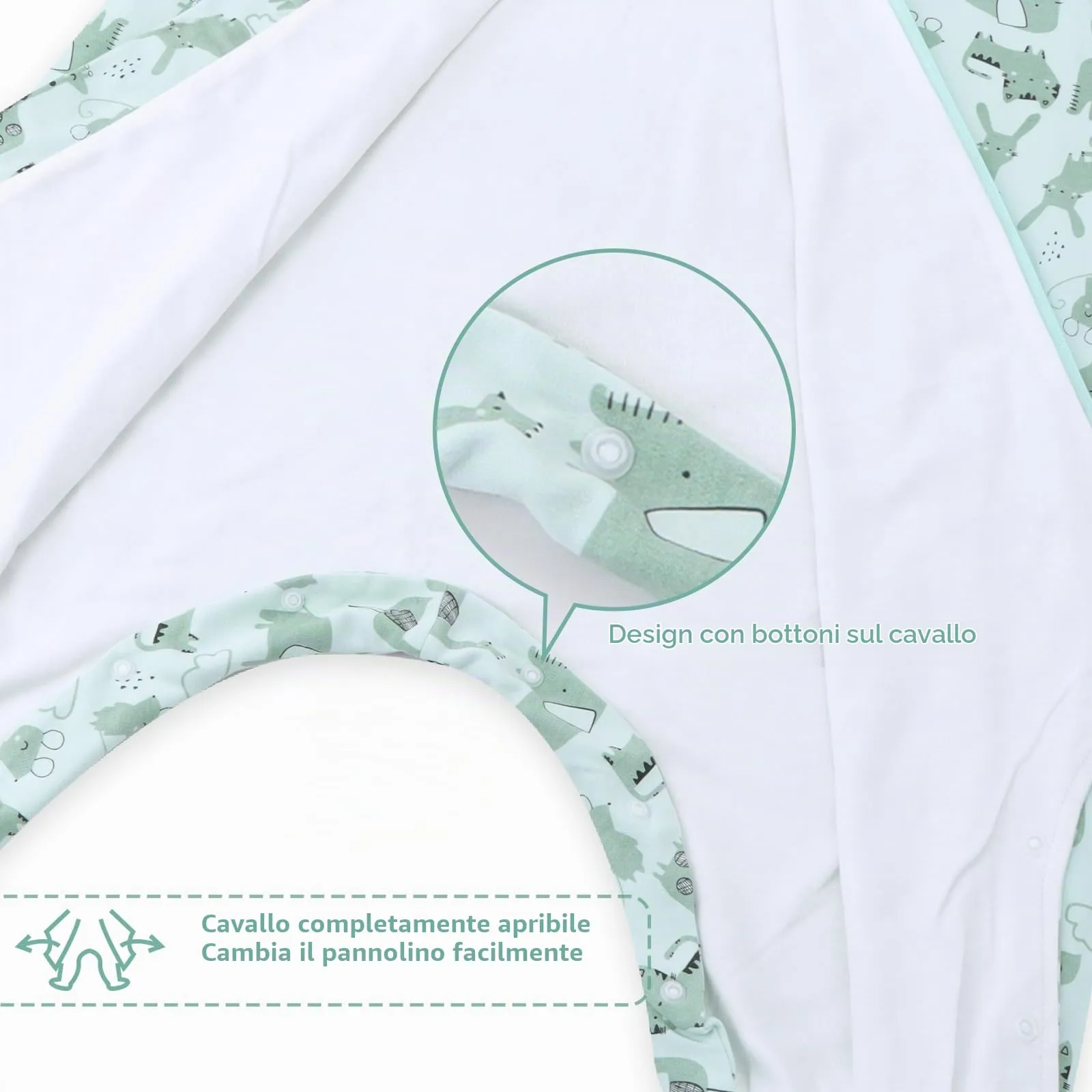 WYTbaby Sacco Nanna con Piedini 1.0 Tog, 100% Cotone Ultra-Morbido, Facile da Indossare, Ideale per il Sonno dei Neonati, Sacco Nanna Adatto per Bambini da 2-3 Anni - immagine 2