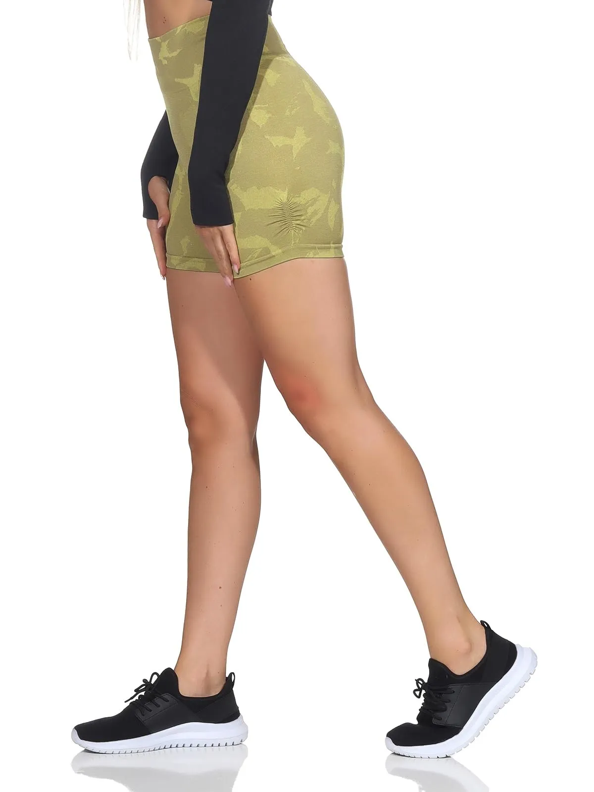 GYMSHARK Pantaloncini da donna Adapt Camo senza cuciture, leggings, Verde (Savana), M - immagine 2